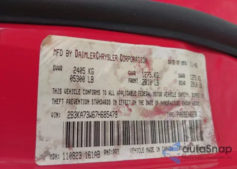 2007 Dodge Charger Srt8 z USA, uszkodzony, nr VIN 2B3KA73W67H685479